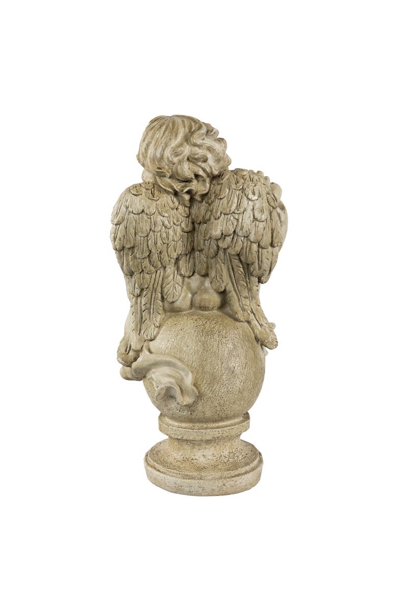 Northlight 12" Cherub with Lyre Outdoor Garden Statue, Alternate, color, Brown