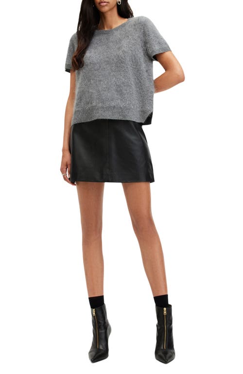 Allsaints Rebel Brushed Cashmere Knitted T-shirt In Grey Marl