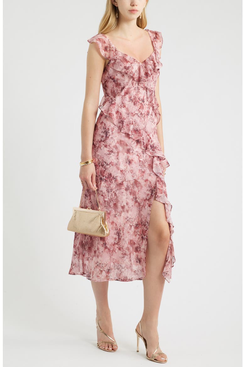 Ruffle Midi Dress, Alternate, color, PINK SUSIE PATCHWORK