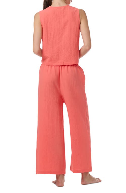 Splendid Button Front Tank & Crop Pants Pajamas In Orange