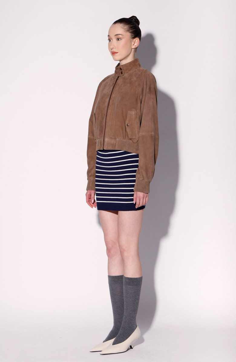 Walter Baker Bowie Suede Bomber Jacket, Alternate, color, Toffee Suede