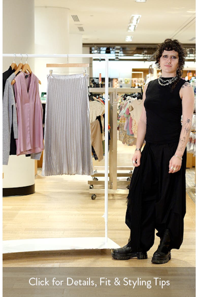 Tahari ASL Pleated Foil Midi Skirt (Women) | Nordstrom