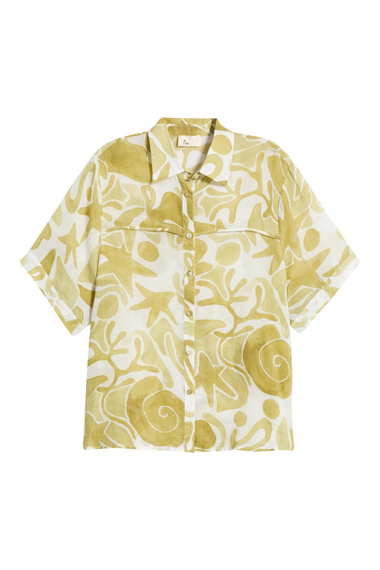 Irisa Print Short Sleeve Shirt, Alternate, color, LIGHT OLIVE