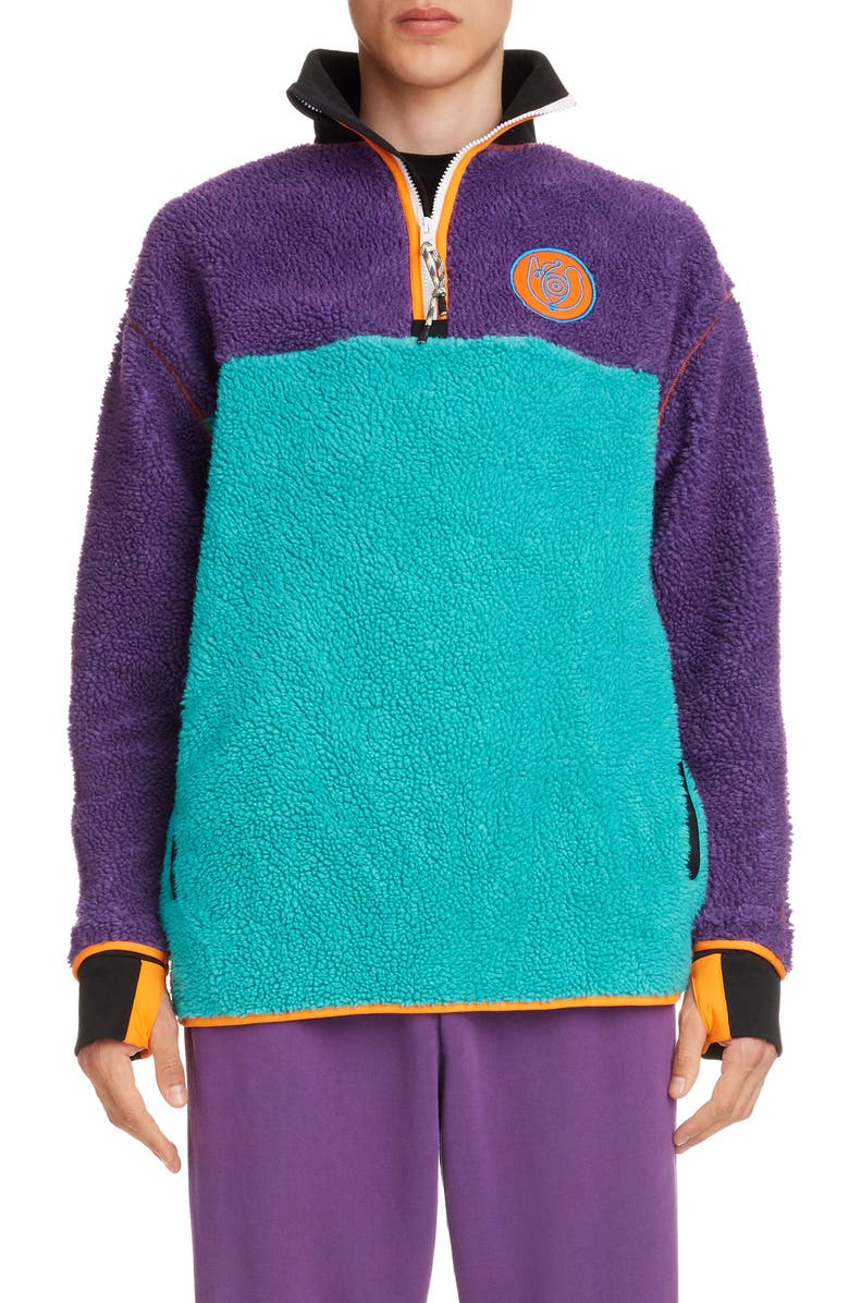 EYE/LOEWE/NATURE Colorblock Quarter Zip Fleece Pullover, Main, color,