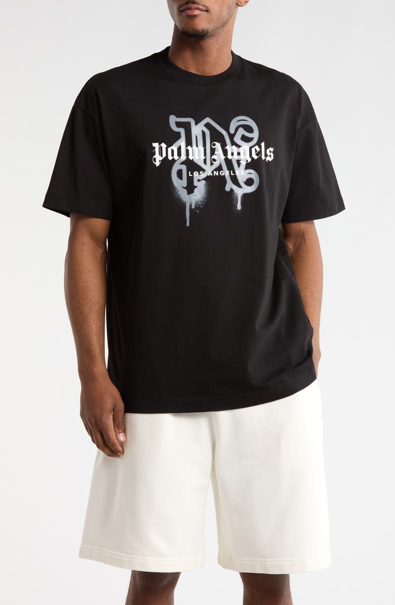 Palm Angels Logo Crewneck Graphic T-Shirt, Main, color,
