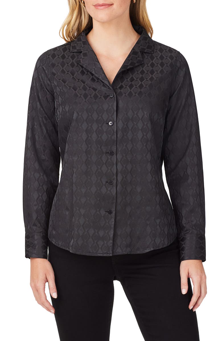 Foxcroft Monica Long Sleeve Button-Up Blouse, Main, color,