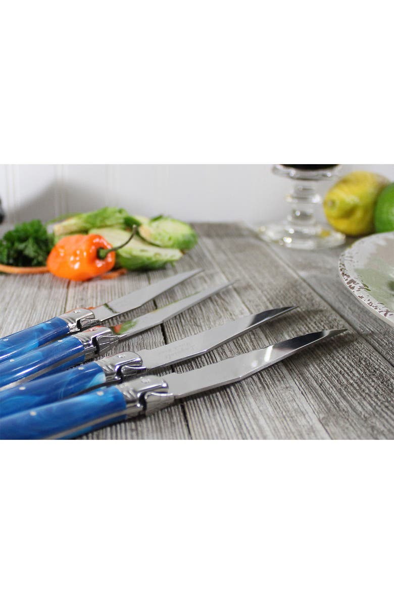 FRENCH HOME Laguiole Blue Marble Steak Knives - Set of 4, Alternate, color, Blue