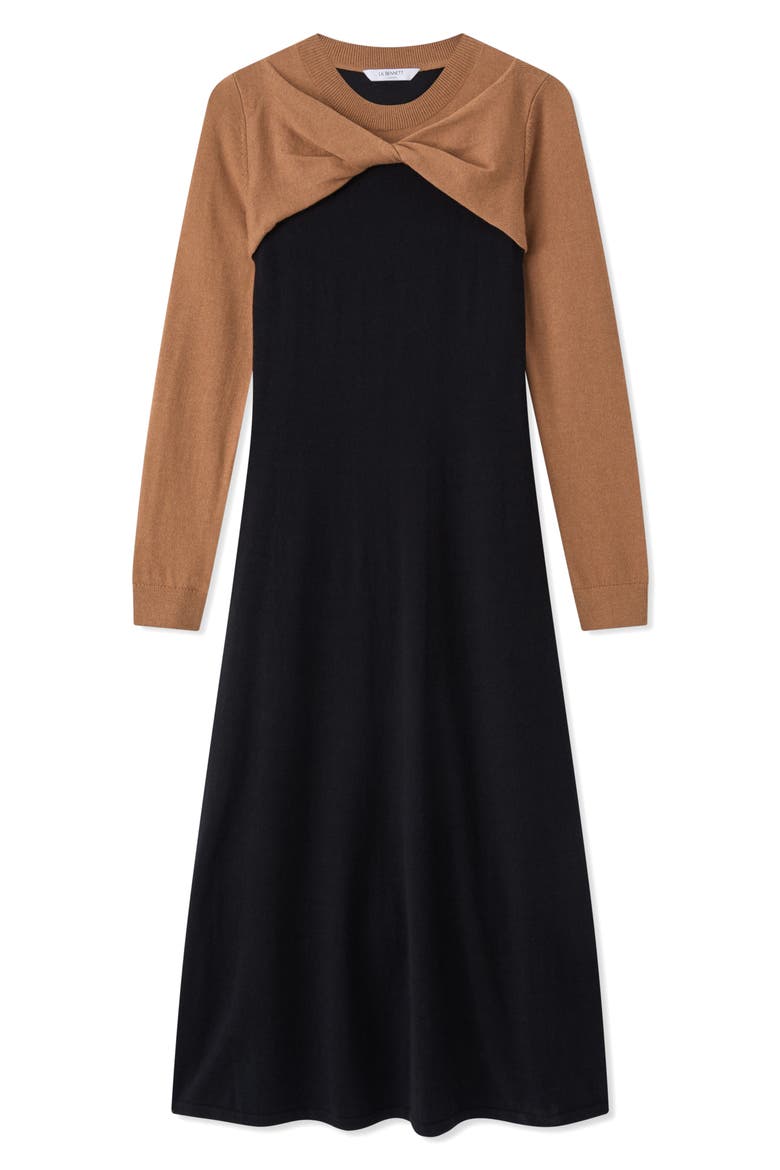 Aletta Long Sleeve Knit Midi Dress, Alternate, color, BLACK MULTI