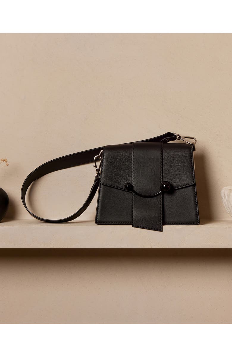 Strathberry Box Crescent Calfskin Leather Shoulder Bag, Alternate, color,