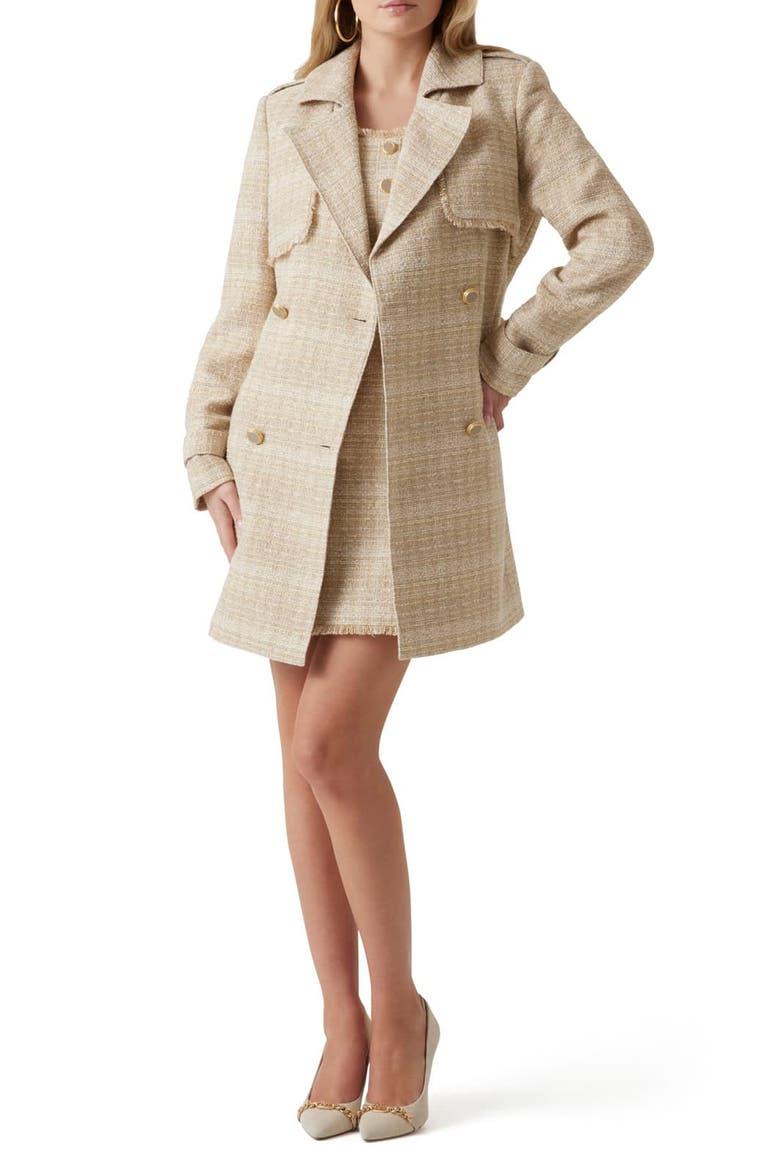 Mariah Cotton Blend Trench Coat, Main, color, VELVET TAUPE LUX TWEED