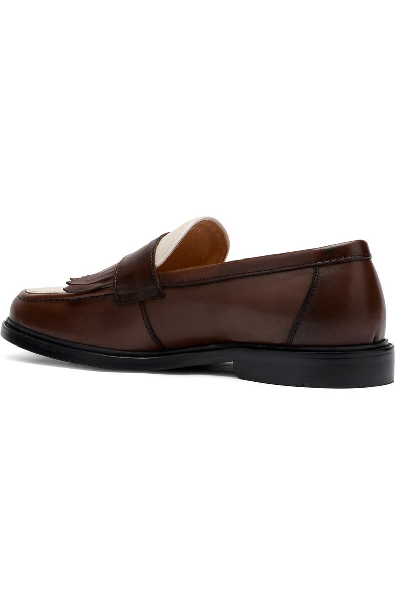 MARC NOLAN Clint Fringe Penny Loafer, Alternate, color, Brown/ White