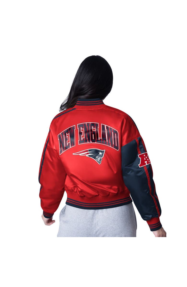 STARTER Women's Starter Red/Navy New England Patriots Cropped Full-Snap Jacket, Alternate, color, Red