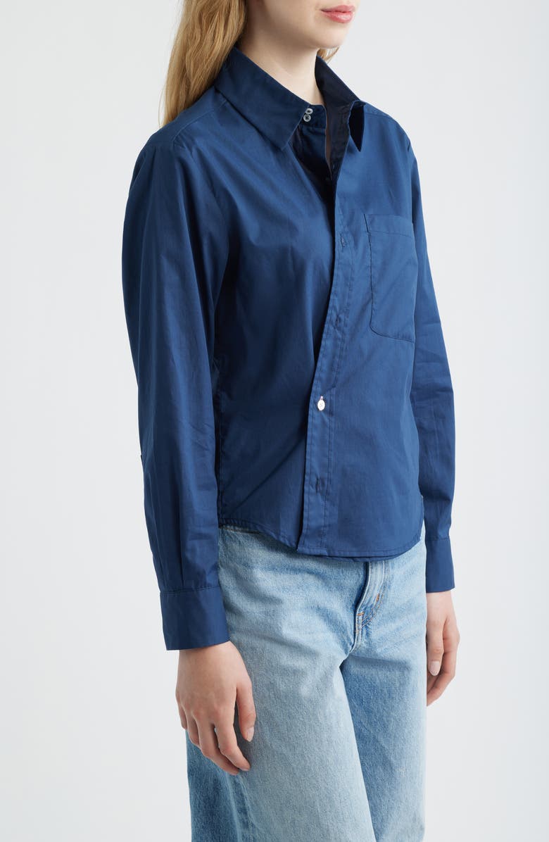 CISSA Relaxed Button-Up Wrap Shirt, Alternate, color, Navy Blue