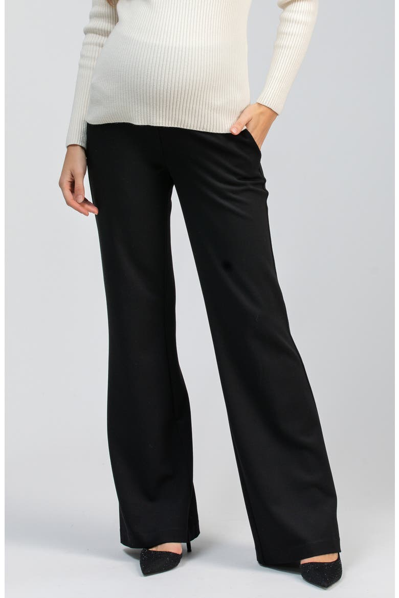 Robin Over the Bump Wide Leg Maternity Pants, Main, color, BLACK