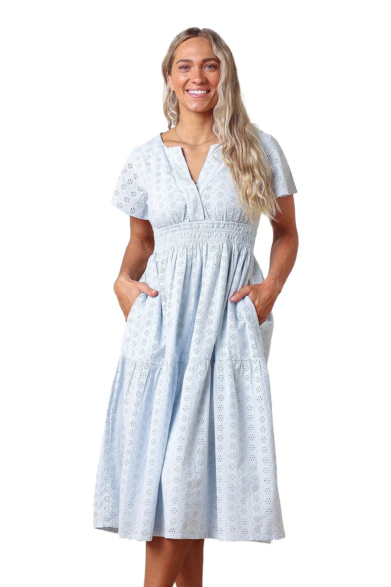 Women's Organic Tiered Eyelet Dress, Main, color, Pale Blue Eyelet