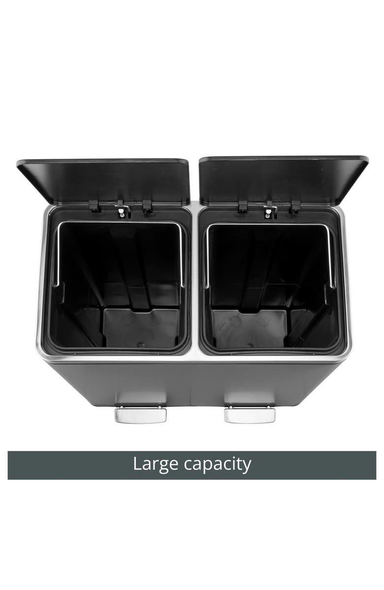 mDesign Metal Steel 60L Large Dual Compartment Step Trash Can, Graphite Gray, Alternate, color, Graphite