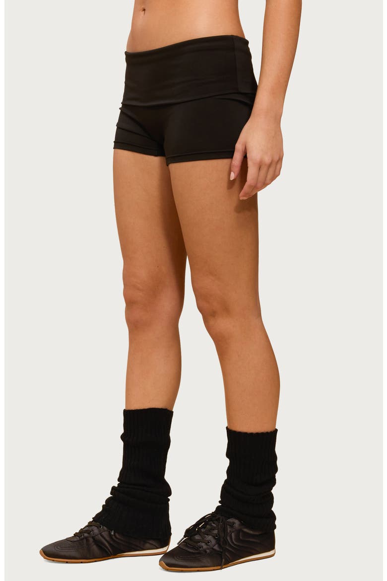 Soraia Foldover Bike Shorts, Alternate, color, BLACK