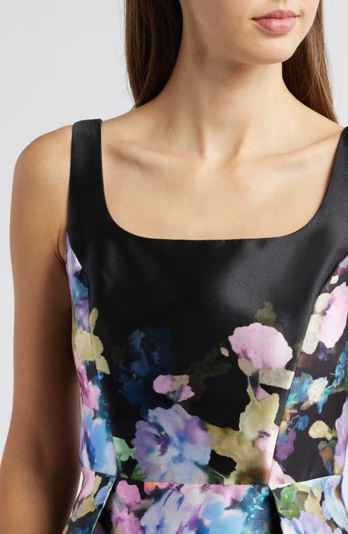 Julia Jordan Printed Mikado Midi Dress In Black Multi