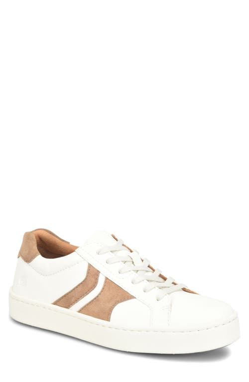 Børn Beck Tie Low Top Sneaker in White F/G - Taupe Stripe  product