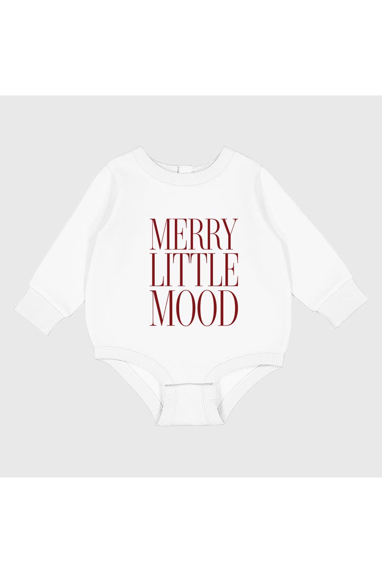 Merry Little Mood Stacked Fleece BodySuit Baby, Alternate, color, White