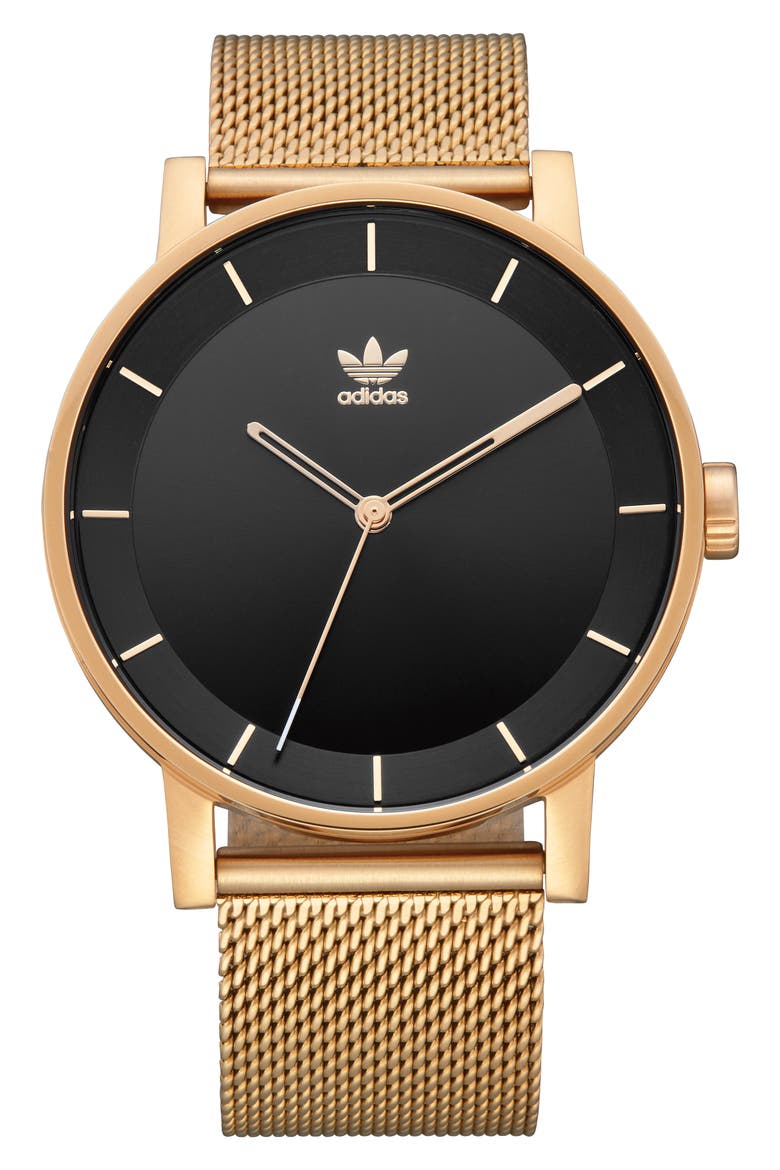 District Milanese Bracelet Watch, 40mm, Main, color, GOLD/ BLACK