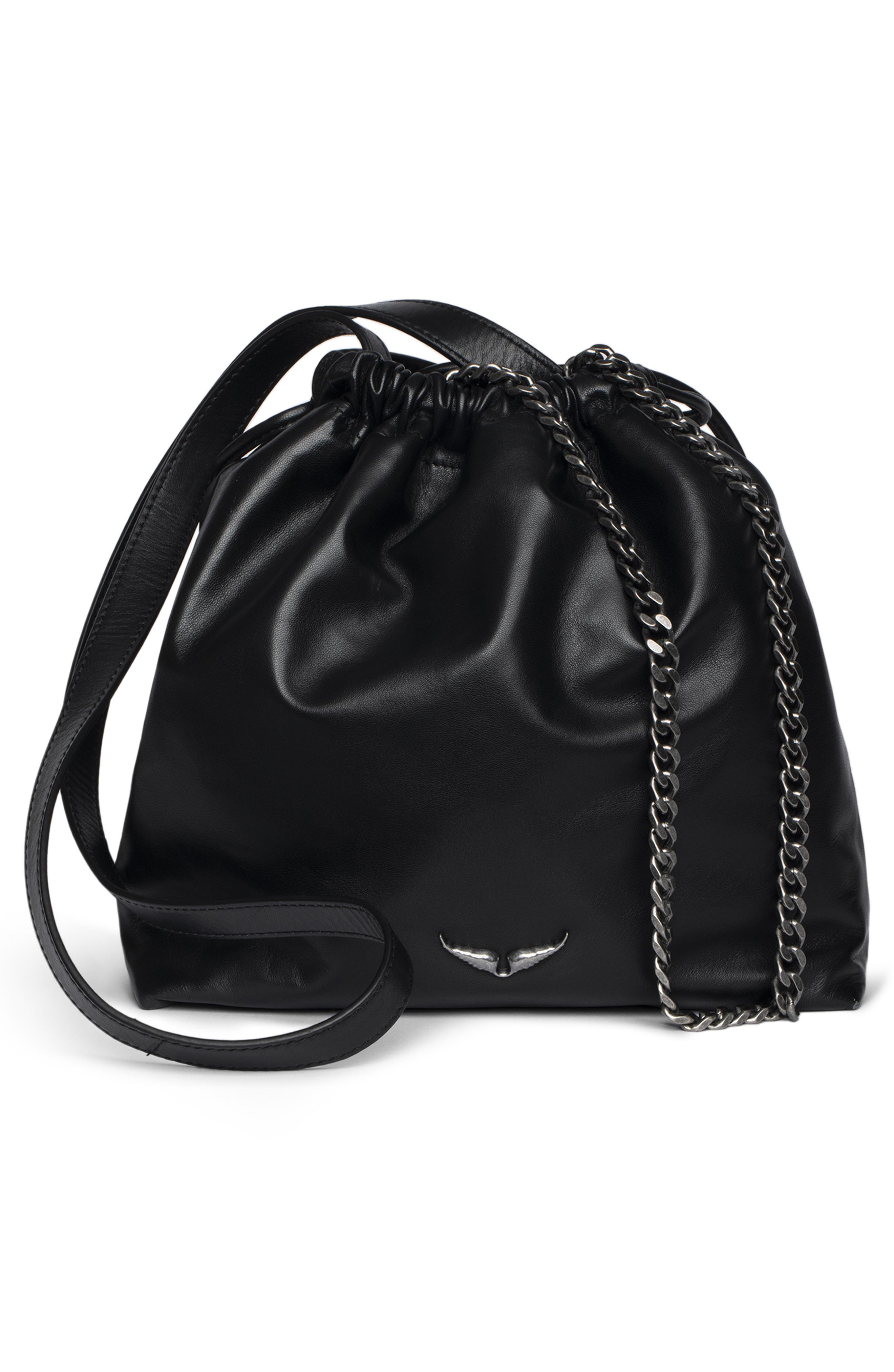 Zadig & Voltaire Rock Today Smooth Lambskin Leather Bucket Bag, Alternate, color, 