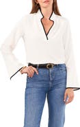 Vince Camuto Trim Split Neck Top