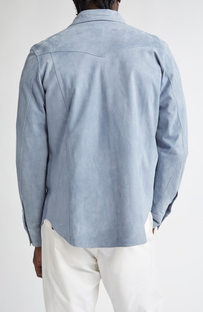 Eleventy Texas Suede Snap-Up Shirt, Alternate, color, 08 Denim