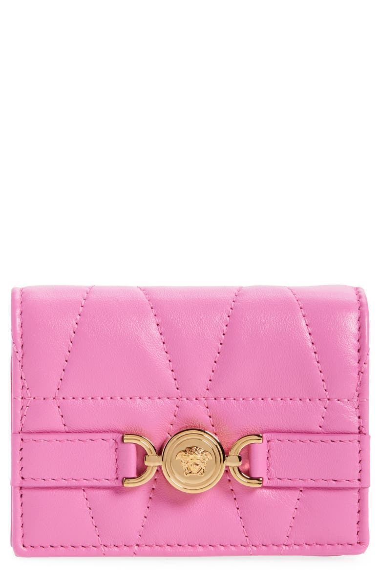 Versace Medusa '95 Compact Leather Bifold Wallet, Main, color, Dragon Fruit Gold