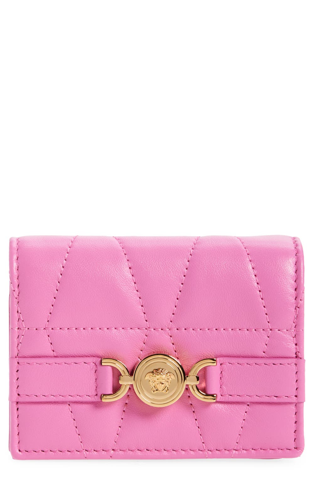 Medusa '95 Compact Leather Bifold Wallet, color, DRAGON FRUIT GOLD