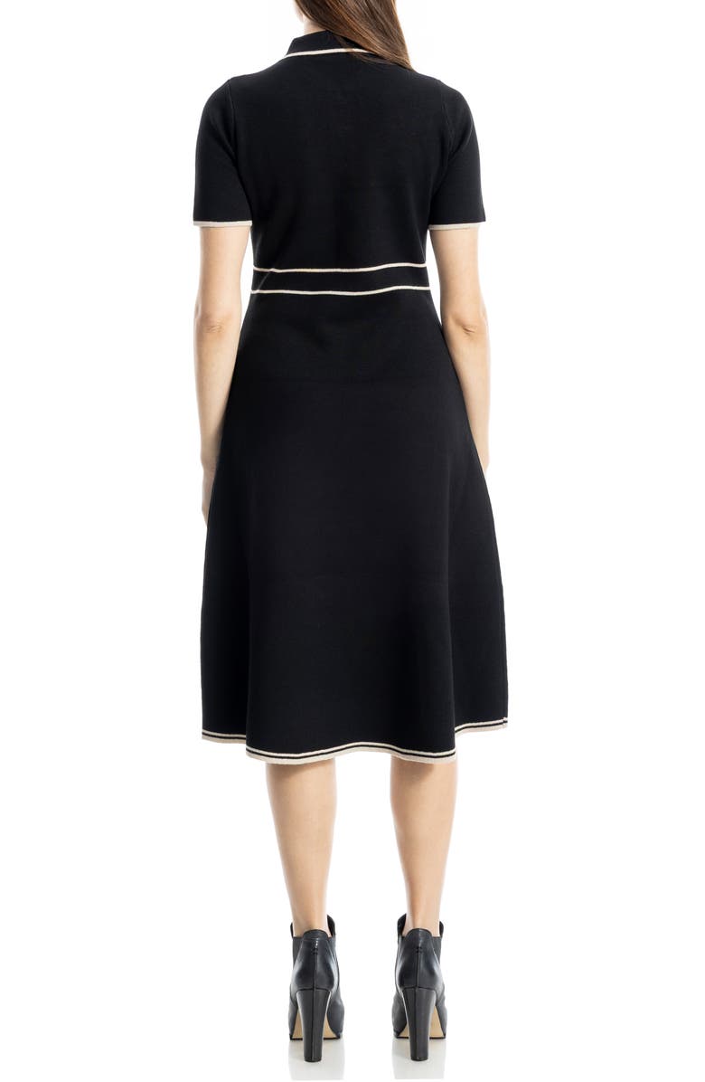 MAX STUDIO Short Sleeve Sweater Dress, Alternate, color, Black/ Bone