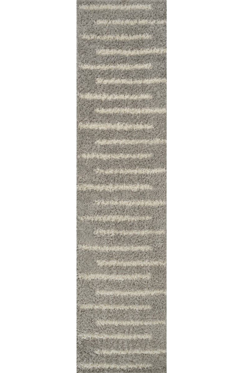 JONATHAN Y Alaro Berber Stripe Shag Area Rug, Main, color, Gray/Ivory