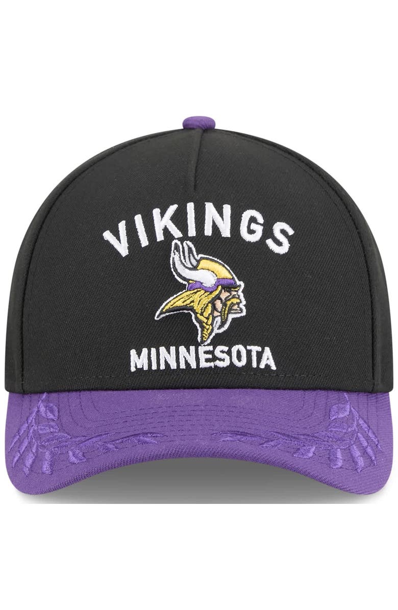 New Era Men's New Era Black/Purple Minnesota Vikings 2025 NFL Draft 9FORTY A-Frame M-Crown Adjustable Hat, Alternate, color, Black