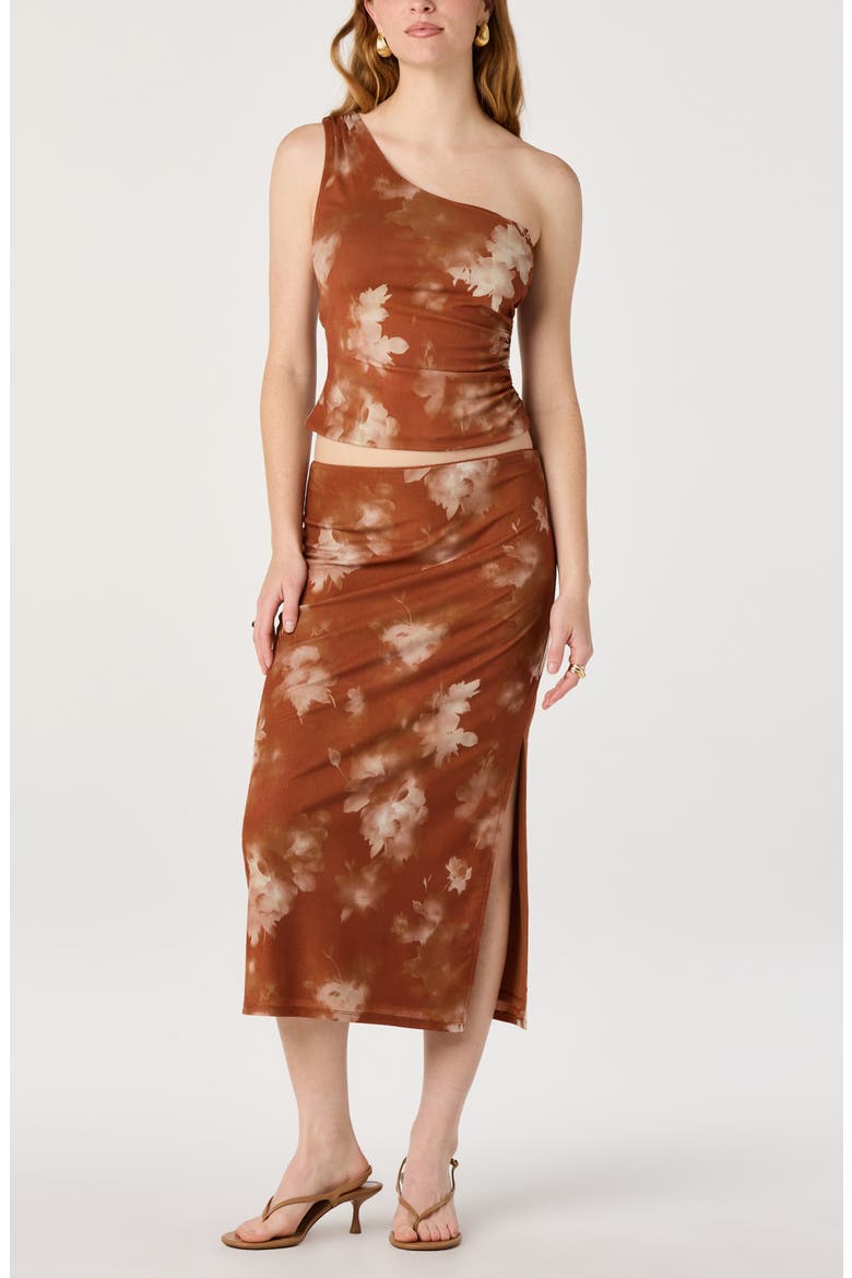 Adalee One-Shoulder Top, Alternate, color, BROWN FLORAL