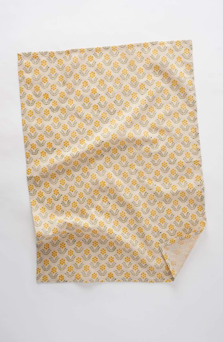 Anthropologie Home Set of 3 Block Print Cotton & Linen Dishtowels, Alternate, color, 
