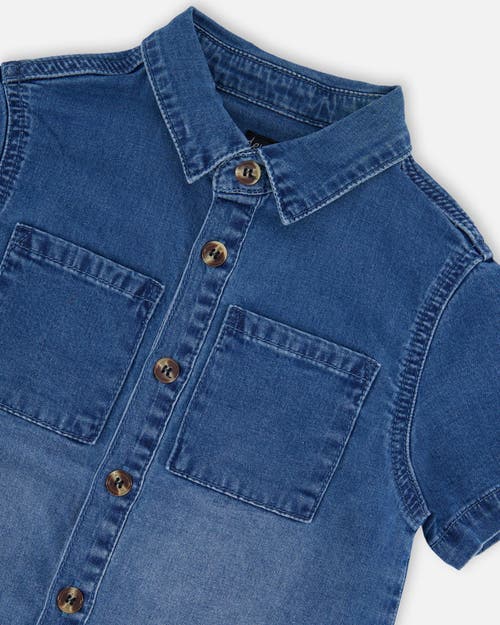Deux Par Deux Little Boy's Short Sleeve Button Down Shirt Dark Denim Blue In Dark Denim Blue