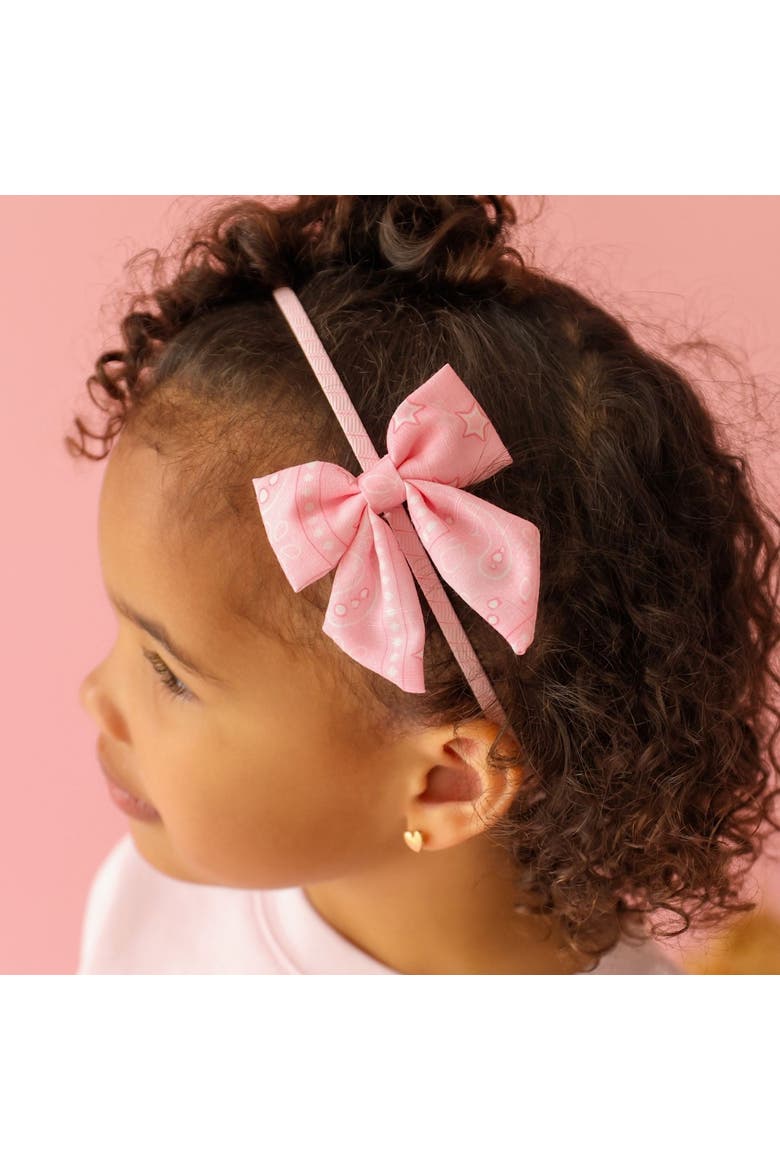 Pink Bandana Western Bow Headband, Alternate, color, Pink