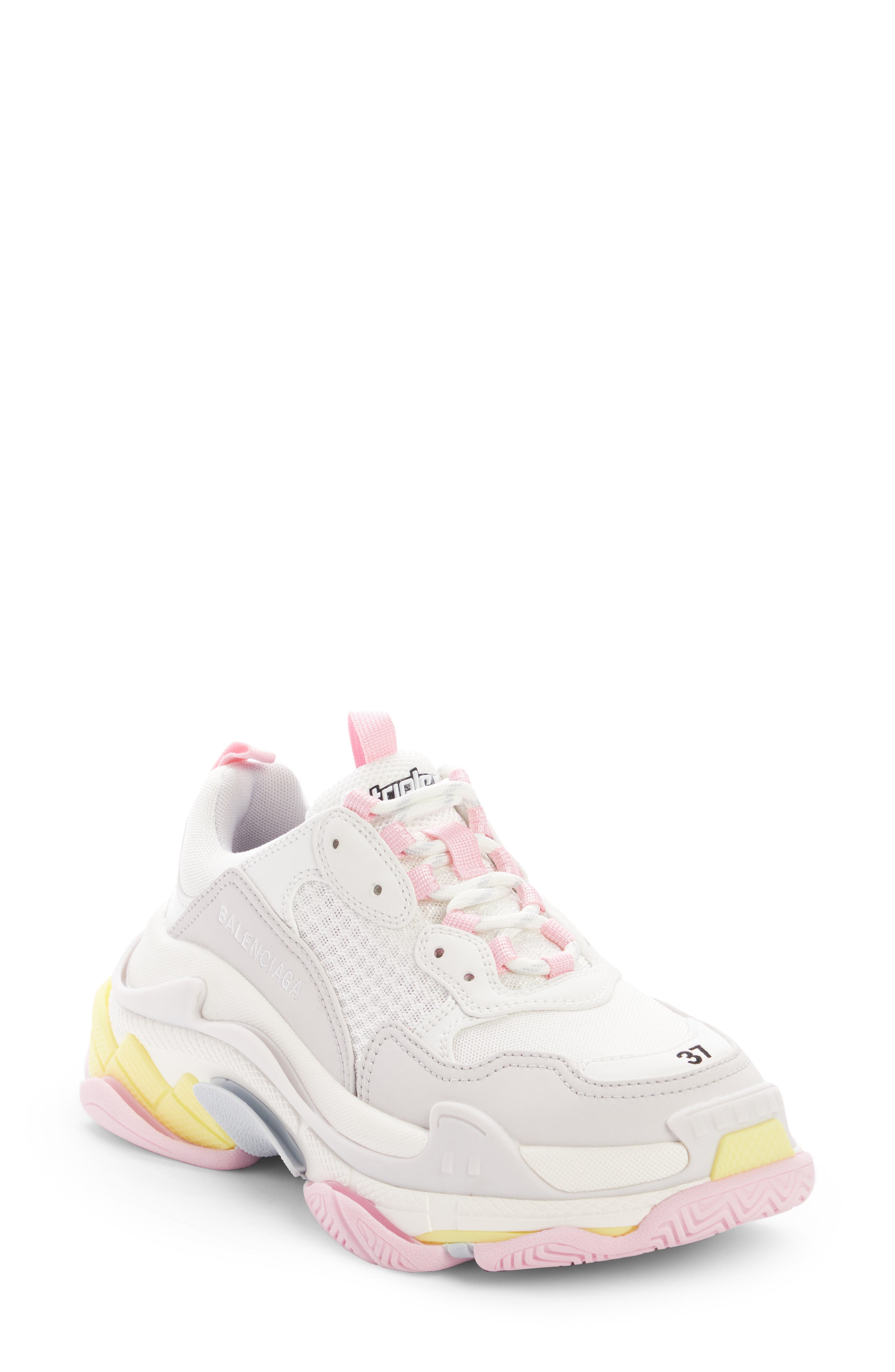 Triple S Low Top Sneaker, Main, color, YELLOW/ PINK/ BLUE/ WHITE