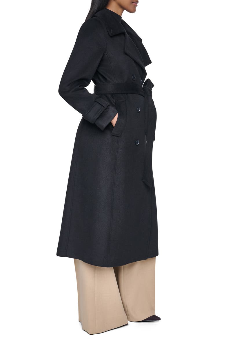 Double Breasted Wool Blend Maxi Coat, Alternate, color, BLACK