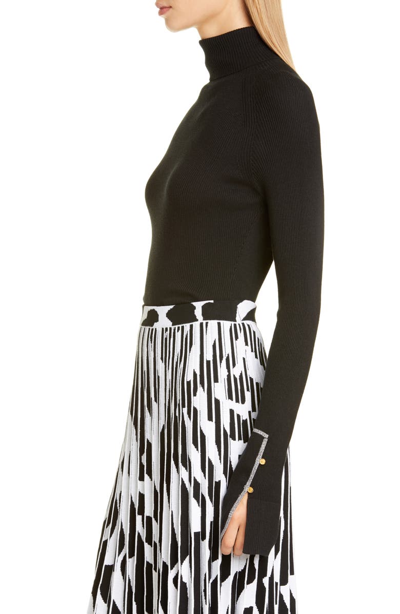 Proenza Schouler Rib Silk & Cashmere Blend Turtleneck Sweater, Alternate, color,