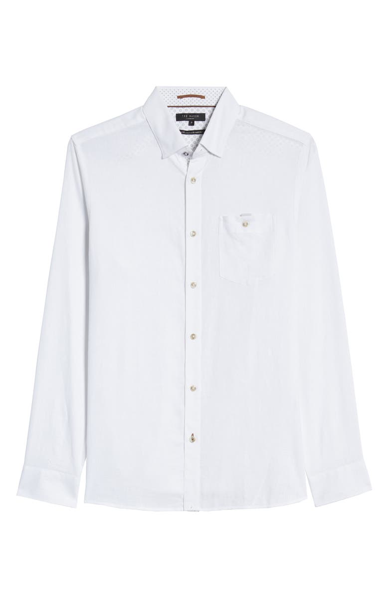 Ted Baker London Notip Button-Up Linen Blend Shirt, Alternate, color, 
