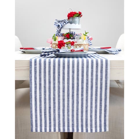 Linen Table Runner for Dining Table, Holiday and Everyday Table Decor - Amalfi Stripe
