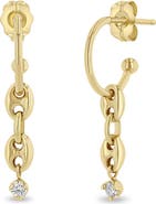 Zoë Chicco 14K Gold & Diamond Huggie Hoop Drop Earrings
