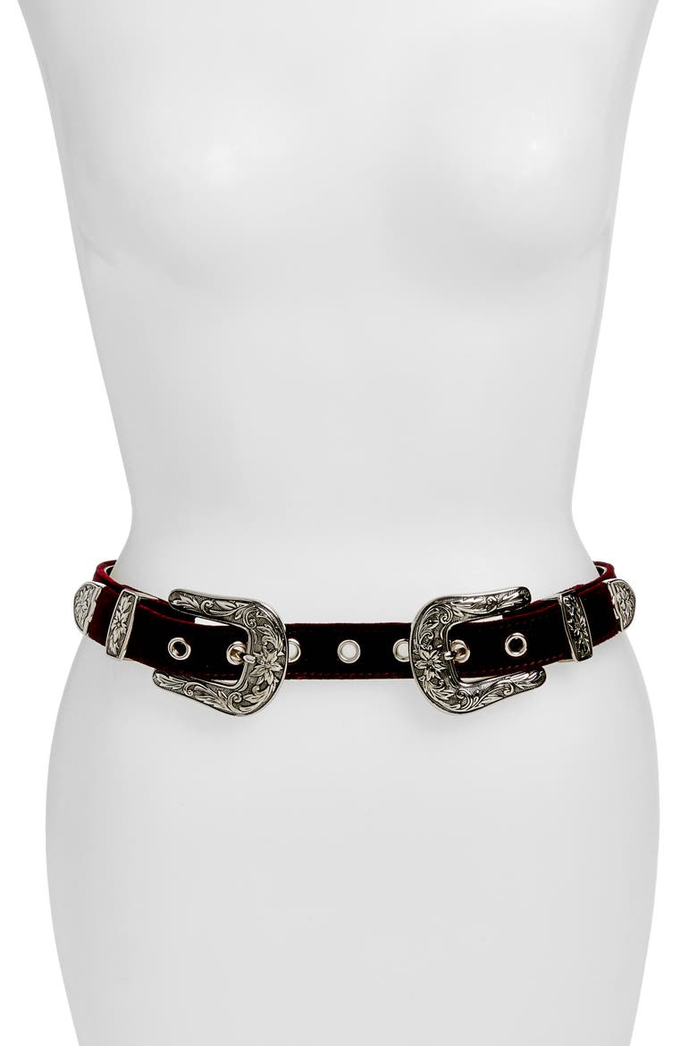 Baby Bri Bri Velvet Hip Belt, Main, color, BURGUNDY/ SILVER