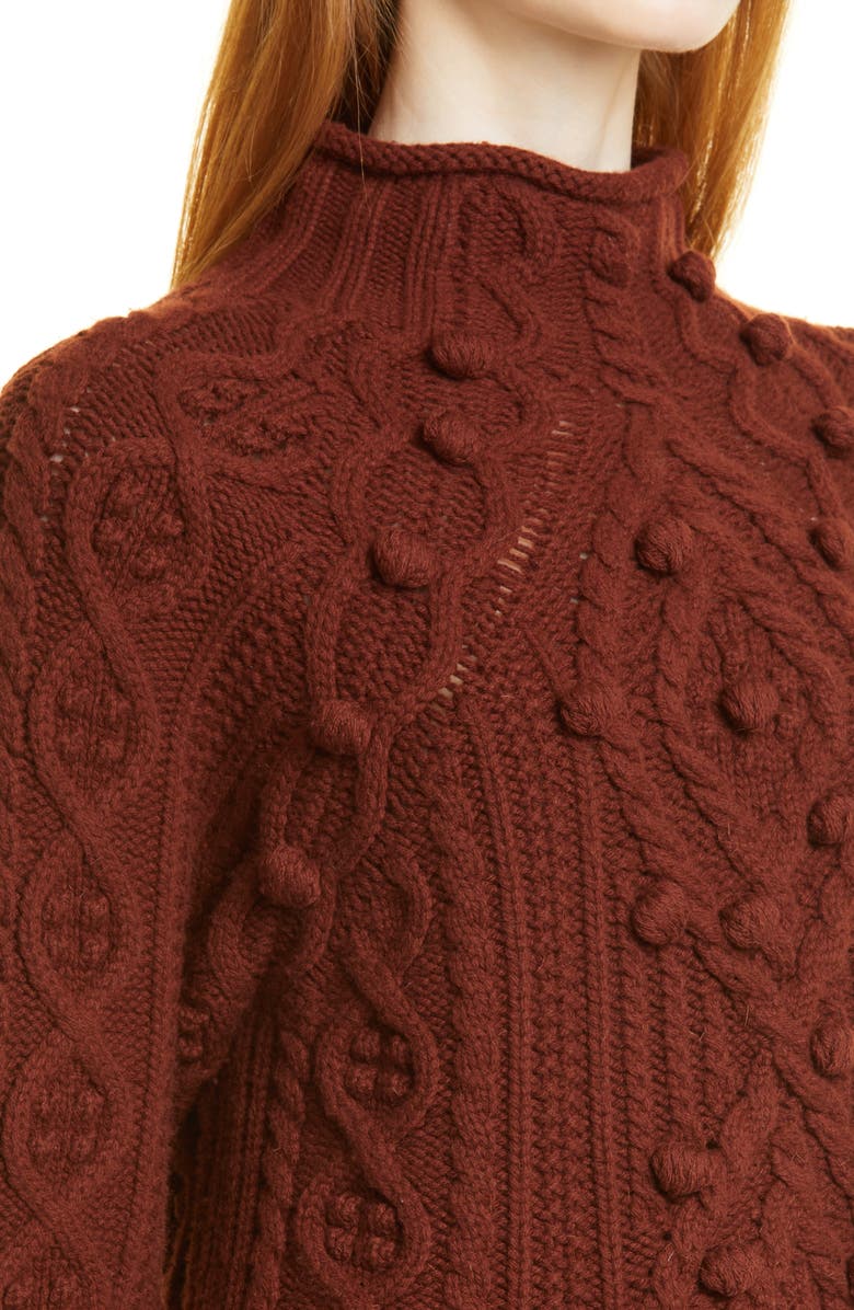 Rebecca Taylor Bauble Cableknit Turtleneck, Alternate, color,