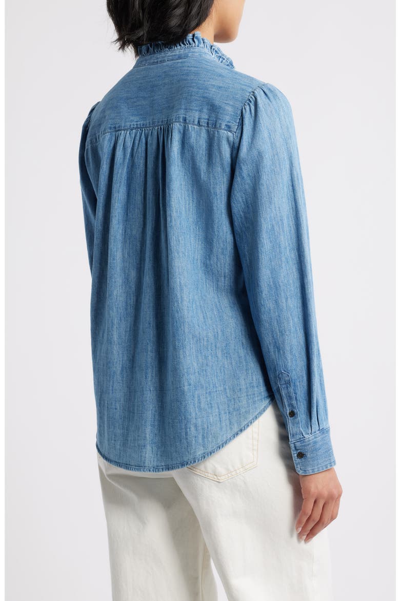 Ruffle Chambray Top, Alternate, color, MEDIUM WASH