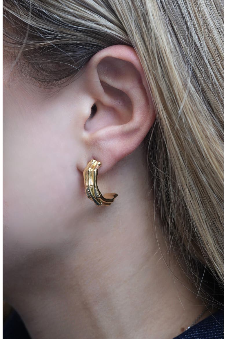 Chunky Bamboo Hoop Earrings, Alternate, color, GOLD