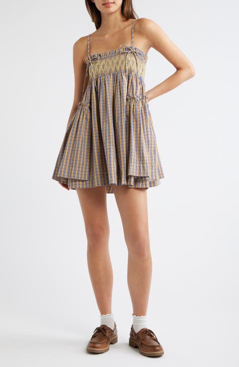 Lilo Smocked Plaid Minidress