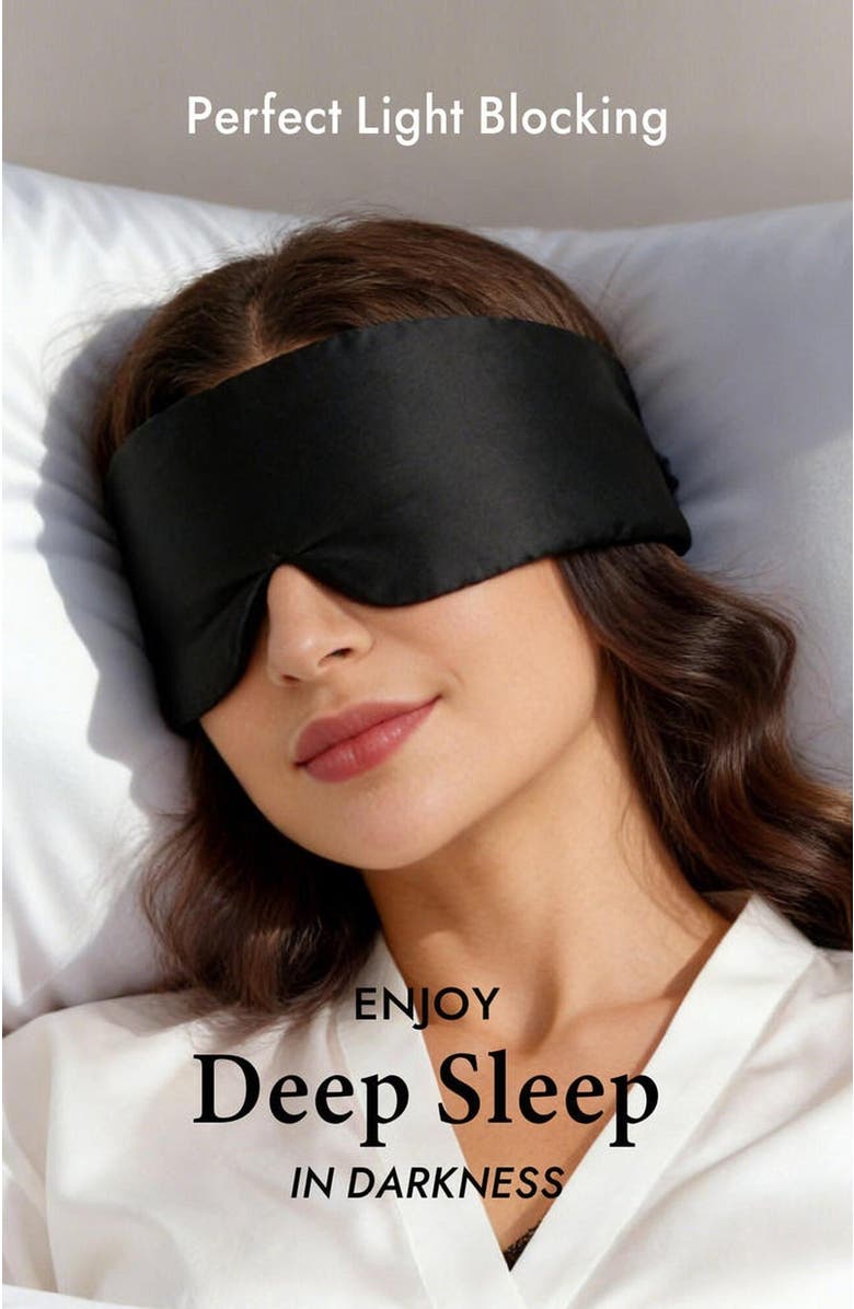 SILKSILKY Elegant One Piece Silk Sleep Eye Mask, Alternate, color, Black