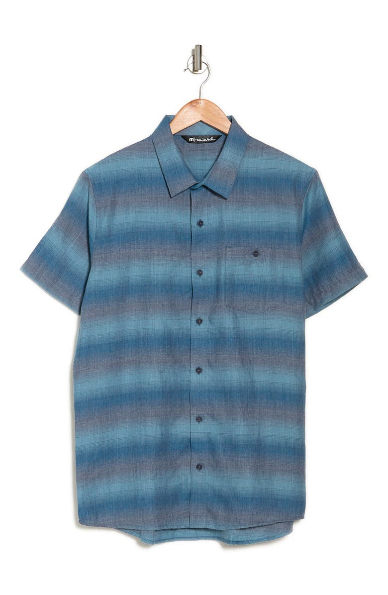 TravisMathew Neighbors Pool Short Sleeve Button-Up Shirt, Alternate, color, Insignia Blue